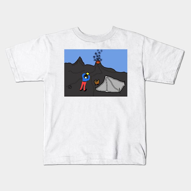 Tourist at the volcano Kids T-Shirt by sell stuff cheap